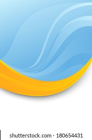 Blue folder template - orange swoosh. Vector illustration