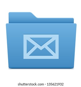 Blue folders with a mail. Mail icon.