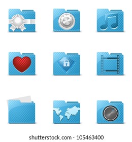 blue folders vector icons