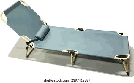 blue Folding bed  Folding chair. with pillow