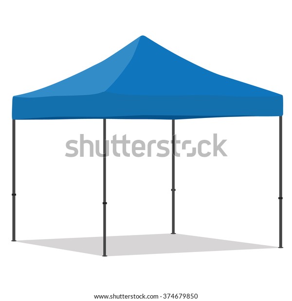 Blue folding tent vector illustration. Pop up\
gazebo. Canopy tent