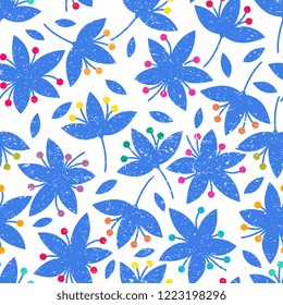 blue foliage pattern on white background