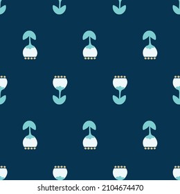 blue folk abstract creative tulip fabric surface seamless pattern design, textile floral print, plant vintage wallpapers, wrapping paper, soap cover, web background, eps vector 10