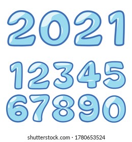 Blue font cartoon design number 1 0 isolated on white background, Vector illustration. Cute decoration, Arithmetic, Math, Clip art, Sticker and education.