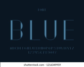 Blue font. Vector alphabet letters and numbers. Typeface design. 