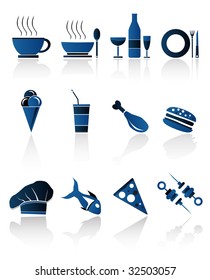 BLUE FOOD ICONS,Easy tot manipulate, resize or to edit