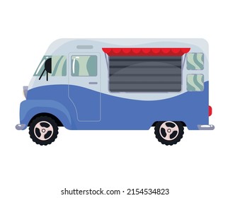 Blue Food Truck Isolated Icon