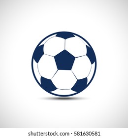 Blue Football ball Vector icon. Soccer ball Icon.
