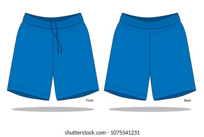 Blue Football Short Pants Vector For Template.Front And Back Views.