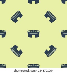 Blue Football stadium icon isolated seamless pattern on white background. Football arena.  Vector Illustration