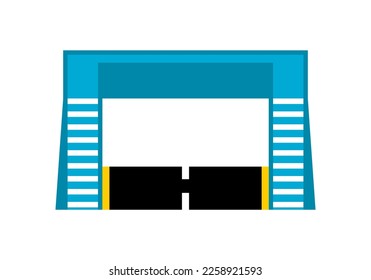 Blue footbridge overpass stairs for pedestrian crossing street road icon flat vector design.