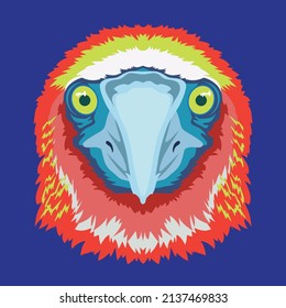 ilustración del vector de la cara de ave peleada azul en estilo decorativo, perfecto para el estilo de la camiseta y el logotipo de la mascota