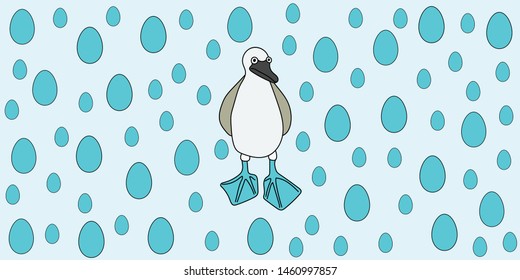 Blue footed booby vector illustration background