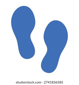 Blue footprints mark social distancing floor guide