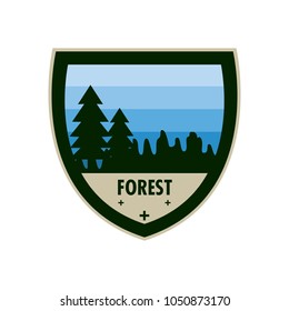Blue Forest Adventure Shield Badge Design