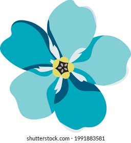 Blue forget-me-not flower on a white background. Forget-me-not is tender. Vector for printing wallpapers, fabrics, pajamas and other design.