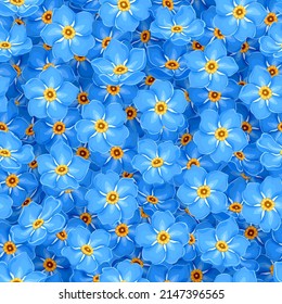 blue forget-me-not flowers. summer floral seamless pattern, vector illustration