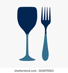 Blue Fork and glass 