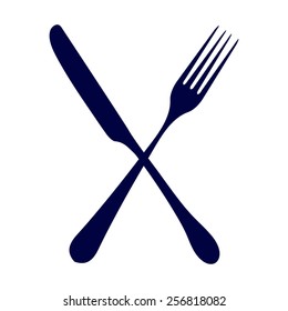 blue fork and knife - illustration