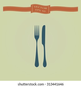 Blue fork and knife - illustration 