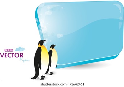 Blue form with emperor penguin, eps-10