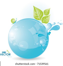 Blue form with grass and water, eps-10