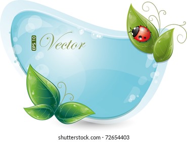 Blue form with leaves and ladybug, eps-10