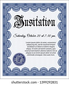 Blue Formal invitation. Artistry design. With quality background. Customizable, Easy to edit and change colors. 