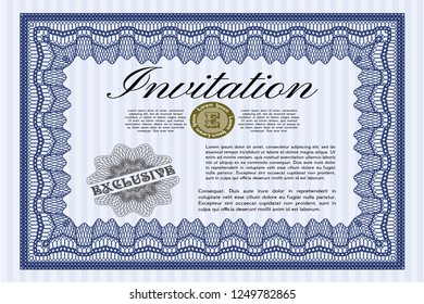 Blue Formal invitation. With background. Customizable, Easy to edit and change colors. Nice design. 