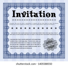 Blue Formal invitation. With background. Customizable, Easy to edit and change colors. Money design. 