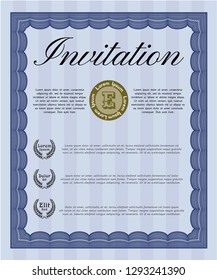 Blue Formal invitation. With background. Money Pattern. Customizable, Easy to edit and change colors. 