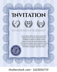 Blue Formal invitation. With background. Money Pattern. Customizable, Easy to edit and change colors. 