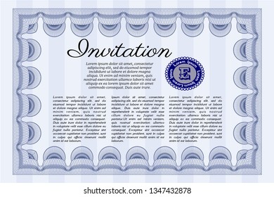 Blue Formal invitation. Complex background. Beauty design. Customizable, Easy to edit and change colors. 
