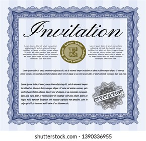 Blue Formal invitation. With complex background. Superior design. Customizable, Easy to edit and change colors. 