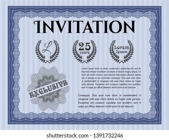 Blue Formal invitation. With complex background. Lovely design. Customizable, Easy to edit and change colors. 