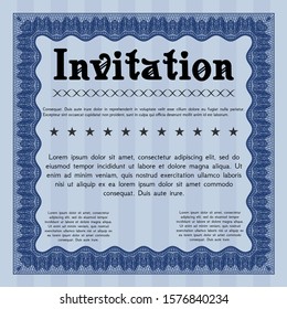Blue Formal invitation. With complex background. Vector illustration. Beauty design. 