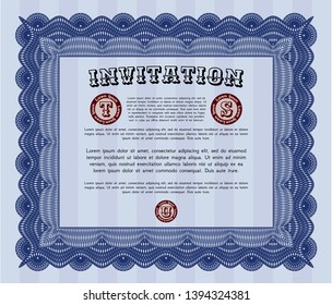 Blue Formal invitation. With complex linear background. Lovely design. Customizable, Easy to edit and change colors. 