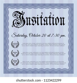 Blue Formal invitation. Customizable, Easy to edit and change colors. Complex background. Cordial design. 