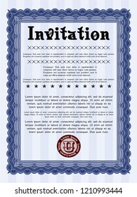 Blue Formal invitation. Customizable, Easy to edit and change colors. With complex background. Elegant design. 