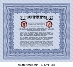 Blue Formal invitation. Customizable, Easy to edit and change colors. Printer friendly. Cordial design. 