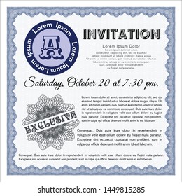 Blue Formal invitation. Customizable, Easy to edit and change colors. Easy to print. Sophisticated design. 