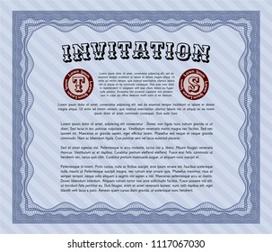 Blue Formal invitation. Detailed. With background. Beauty design. 