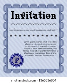 Blue Formal invitation. Easy to print. Detailed. Lovely design. 