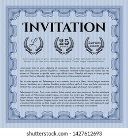 Blue Formal invitation. Easy to print. Customizable, Easy to edit and change colors. Cordial design. 