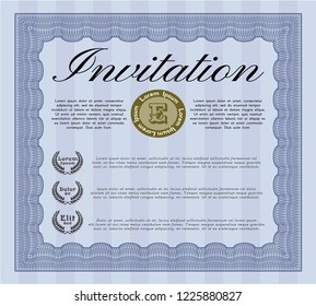 Blue Formal invitation. Excellent design. Complex background. Vector illustration. 