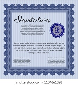 Blue Formal invitation. Good design. Vector illustration. With quality background. 