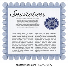 Blue Formal invitation. Good design. With complex background. Vector illustration. 