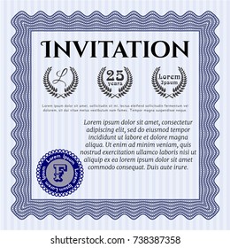 Blue Formal invitation. Good design. With complex background. Vector illustration. 