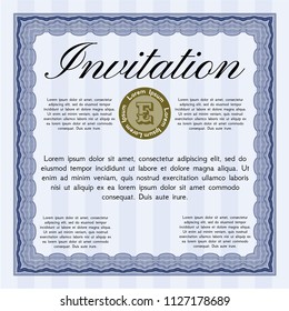 Blue Formal invitation. With guilloche pattern. Money Pattern design. Vector illustration. 