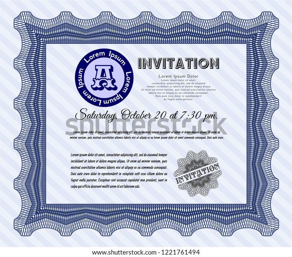 Blue Formal Invitation Lovely Design Quality Stock Vector Royalty